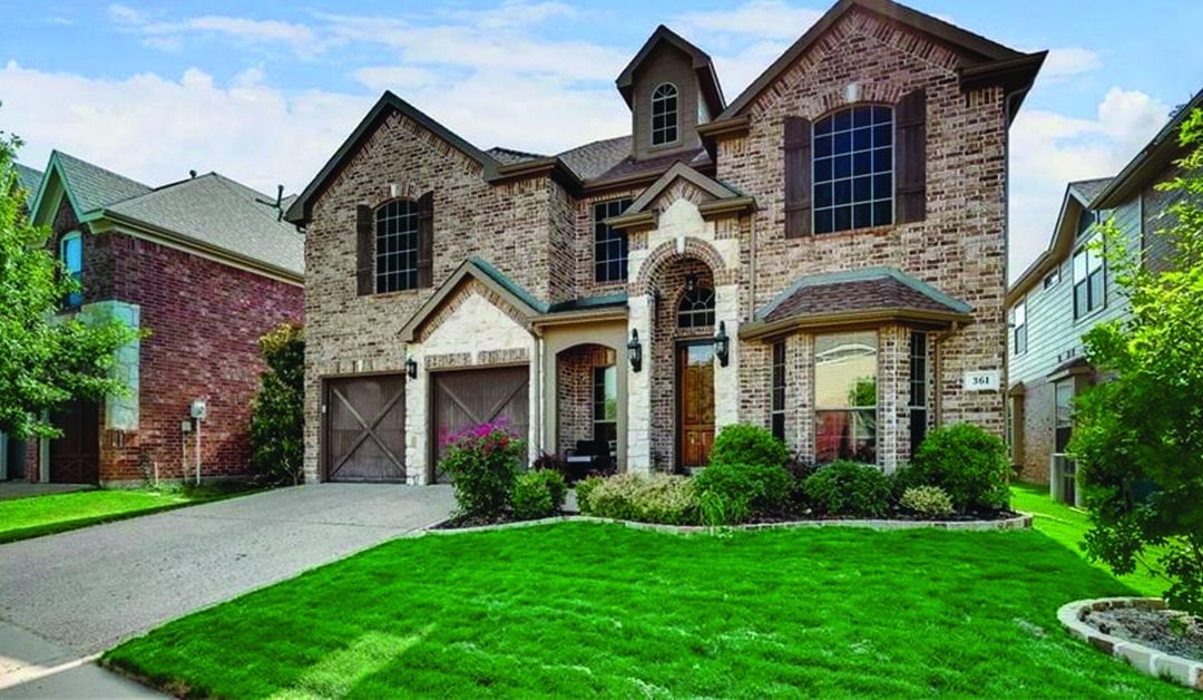 Frisco home with landscaping and lawn maintenance